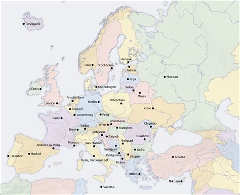 Europakarte Politische Karte Hauptstädte Karten