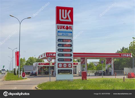 Indjija Serbia May 2022 Modern Tower Led Prices Lukoil Petrol Stock