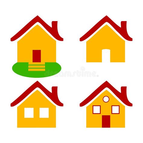 Colorful Flat Icons Homes Isolated Stock Vector Illustration Of