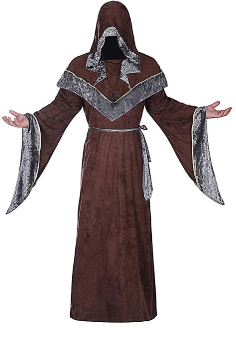 Onancehim Halloween Sorcerer Robe Costumes For Men Medieval Dark