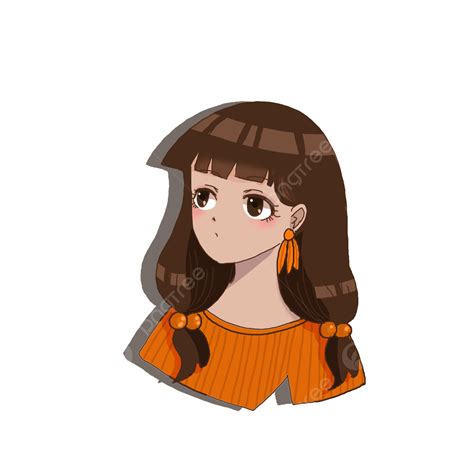 anime girl avatar simple material de dibujos animados original personaje hermoso elemento png