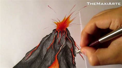 Cómo Dibujar Un Volcán En Erupción A Lápiz Paso A Paso Hd Youtube