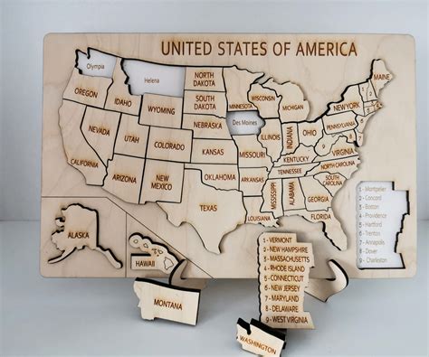 United States Wooden Puzzle Map With Capital City Under Usa Map Puzzle