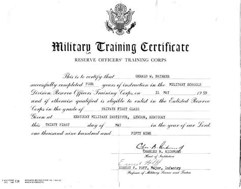 Army Certificates Of Training