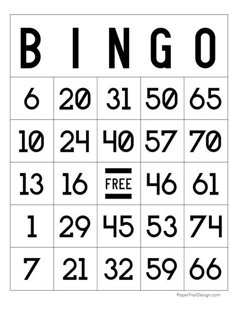 Free Printable Bingo Cards Paper Trail Design