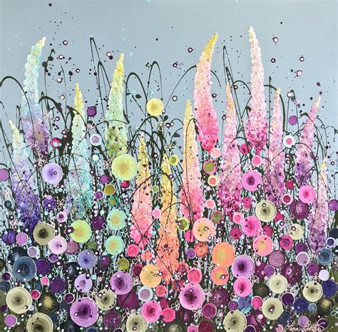 Leanne Christie Original Oil Embellished Glitter Flower Meadows Limited