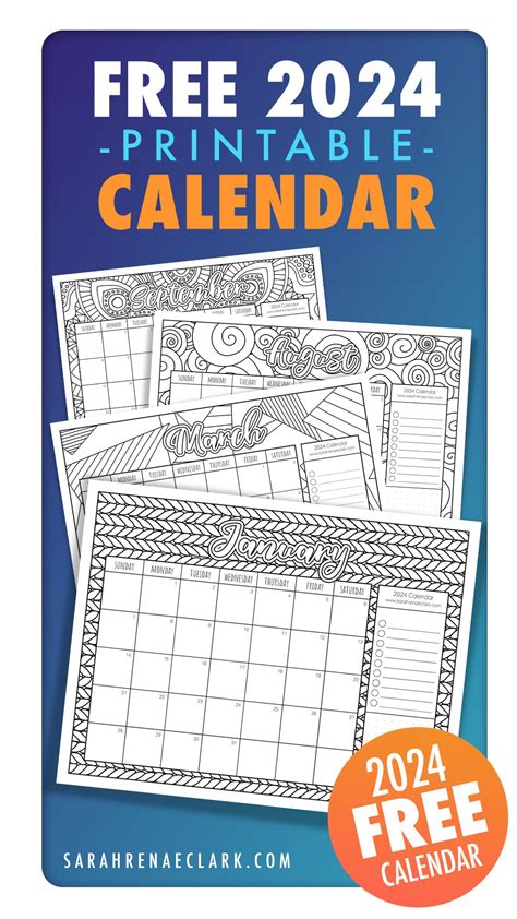 Free 2024 Printable Coloring Calendar Artofit