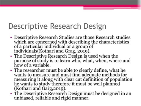 Understanding The Descriptive Diagnostic Research Design Ppt