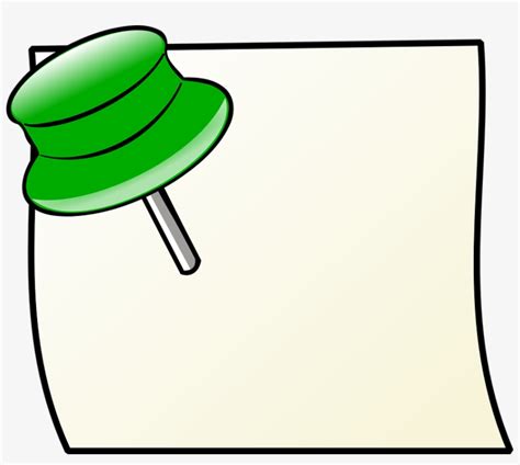 Pushpin Pin Green Paper Sheet Blank Write Pin Clip Art Png