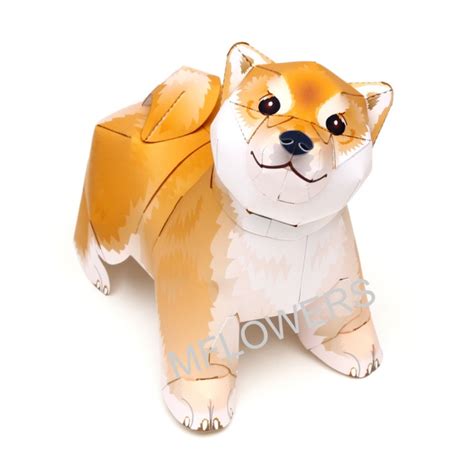 Perro Navideño Para Armar En Papel 3d Shiba Inu Navidad Arte 1400