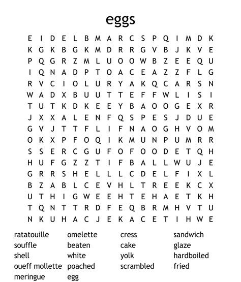 Eggs Word Search Wordmint