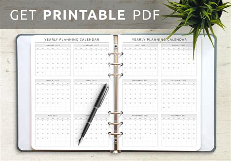 Download Printable Yearly Planning Calendar Template Pdf