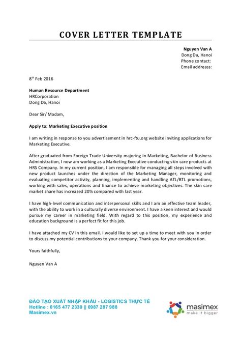 Cover Letter English Marketing