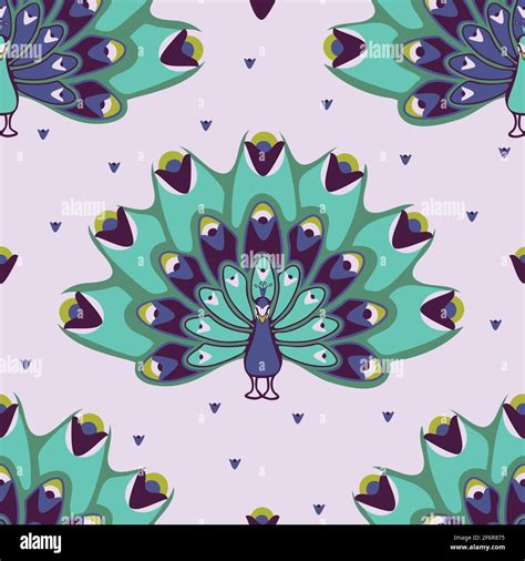 seamless vector pattern with peacocks on light blue background beautiful simple bird wallpaper