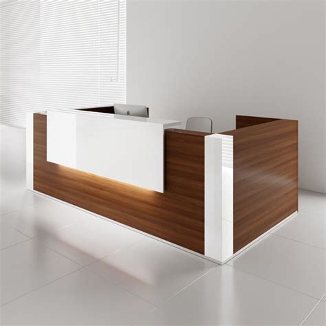 Tera U Shape Large Reception Desk W2 Light Panels Lowland Nut In 2020