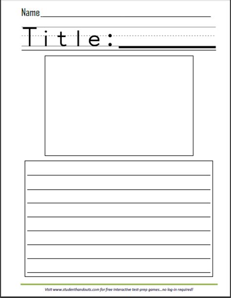 Write A Story Sheet For Kids With Picture Box Student Handouts