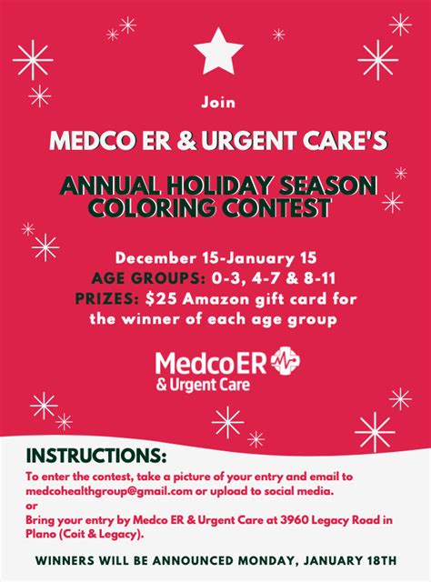 Medco Er And Urgent Care Holiday Coloring Contest Medco Er
