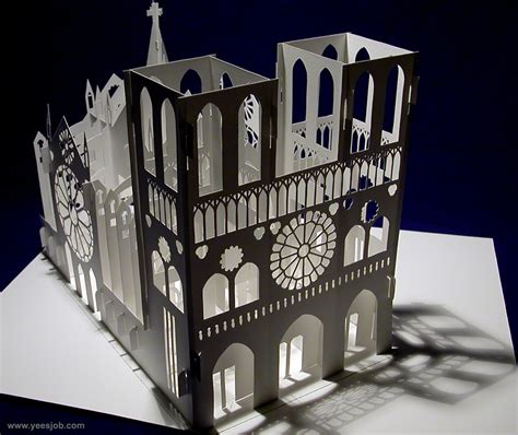 The Notre Dame Cathedral Pop Up Card Kirigami Origamic Architecture