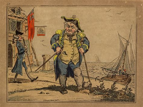 C1820 George Cruikshank View Of An Admiral On Crutches Parade