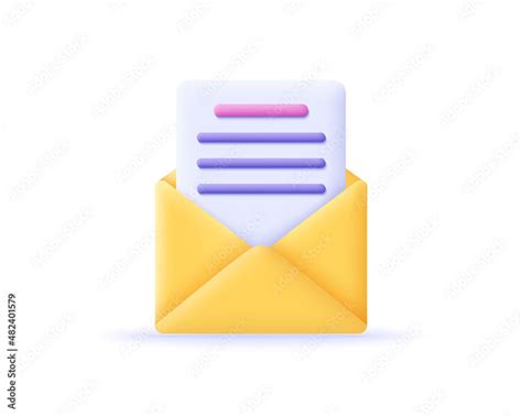 3d Envelope Icon Incoming Mail Notify Newsletter And Online Email