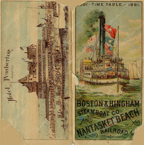 Hull & Hingham Ferry Timetable Cover 1881 – Boston In Transit
