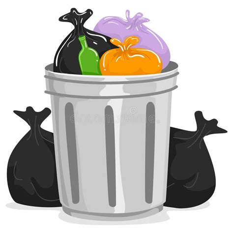 Trash Bin Full Garbage Stock Illustrations 4318 Trash Bin Full