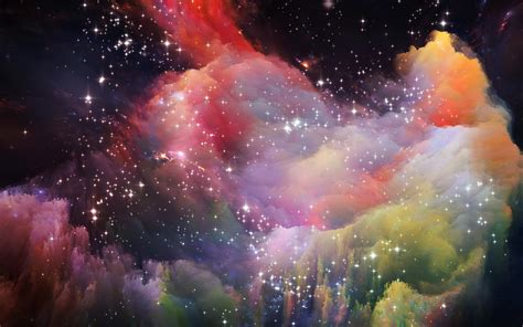 As36 Space Rainbow Colorful Star Art Illustration Red Wallpaper