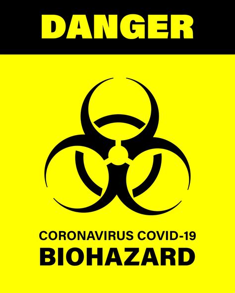 Covid-19 Biohazard warning poster. Danger and biohazard caution signs. Coronavirus outbreak ...