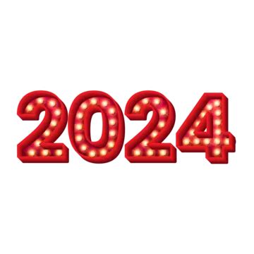 Lâmpada De Efeito De Texto De Ano Novo De 2024 Vetor PNG 2024 Luz