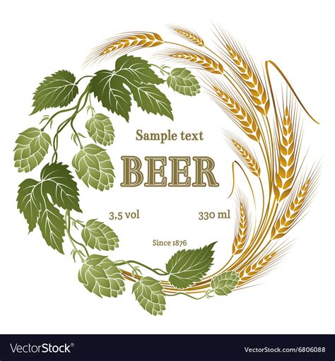 The name is taken from our brew master's dog payson's habit of chasing her tail every night at dinner time. Hops and wheat for beer label Royalty Free Vector Image