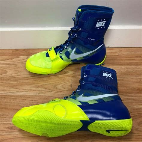 Limited Edition Nike Hyperko Boxing Boots Shoes Blue Neon Volt Size 12
