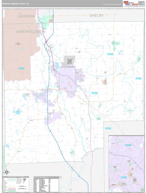 Bartholomew County In Wall Map Premium Style By Marketmaps Mapsales