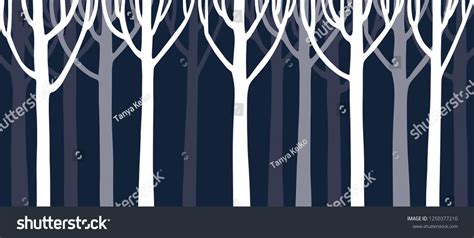 Deep Dark Forest Trees Silhouette Isolated Stock Vector Royalty Free