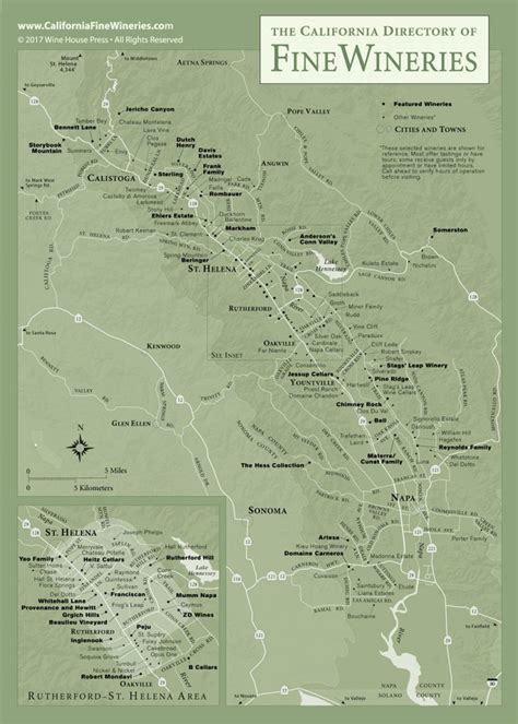Map Of Fine Wineries In Napa Valley California California Wine
