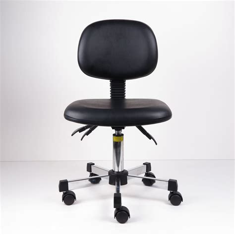 Black Pu Leather Medical Hospital Ergonomic Lab Chairs With Three