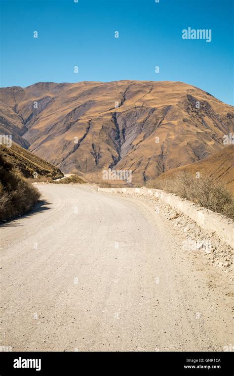 Andean Dirt Road Winding High Up In Salta Province Argentina Stock