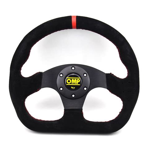 Flat 325mm Suede Leather Car Racing Rally Drift Sport Omp Steering