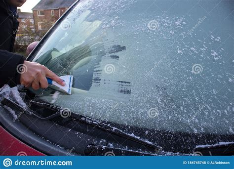 Scraping Ice Off A Car Window Stock Photo Image Of Outdoor Scraper