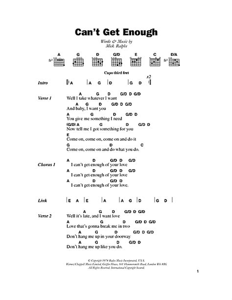 Cant Get Enough Sheet Music By Bad Company Lyrics And Chords 48415