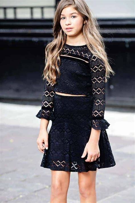 Gigi Ri The Lyndsey Dress Black Two Piece Crop Top Black Lace Crop