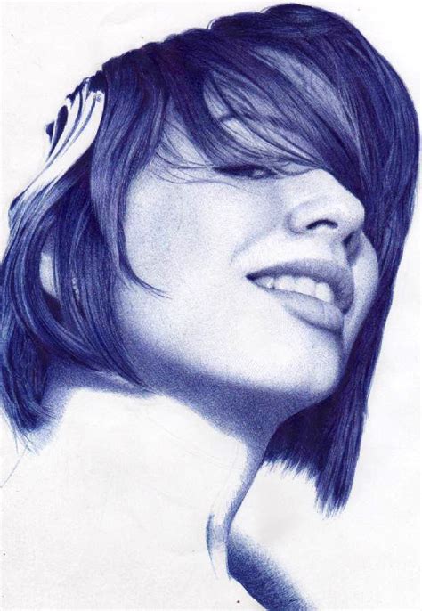 Wip Blue Bic Pen Drawing By Lopezlorenzana On Deviantart Portrait