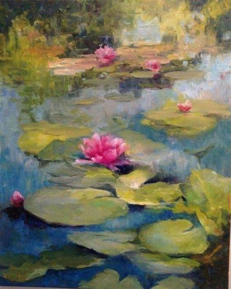 Water Lilies Painting Lily Painting Floral Painting Floral Art