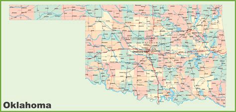 Oklahoma State Map With Counties And Cities Global Map