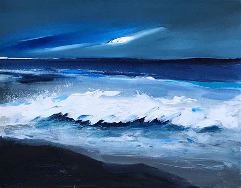 Sale Coastal Scene Sunset Calm Seas Canvas Oceans Acrylics One Off