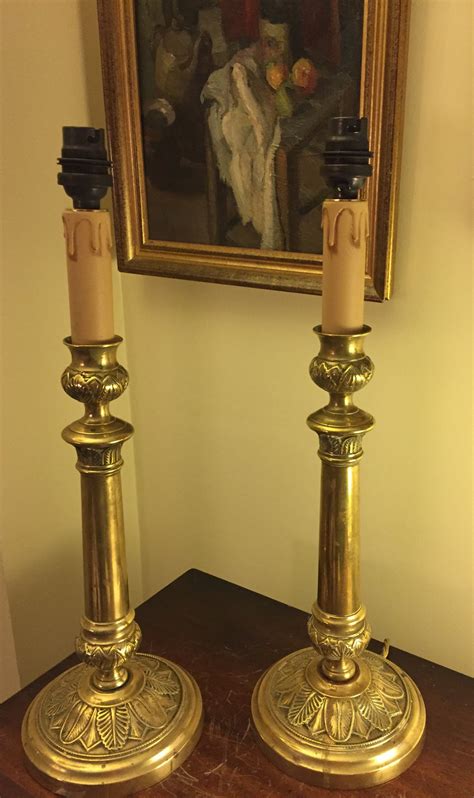 Antiques Atlas Pair Tall Empire Table Lamps Bronze