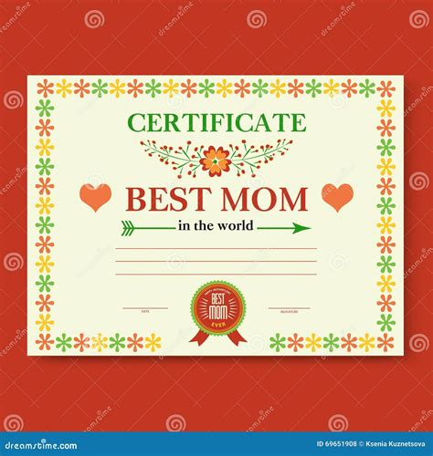 The Template Of The Certificate Congratulations For Mothers Day In