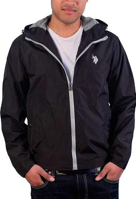 u s polo assn men s fixed hood solid windbreaker amazon ca clothing and accessories