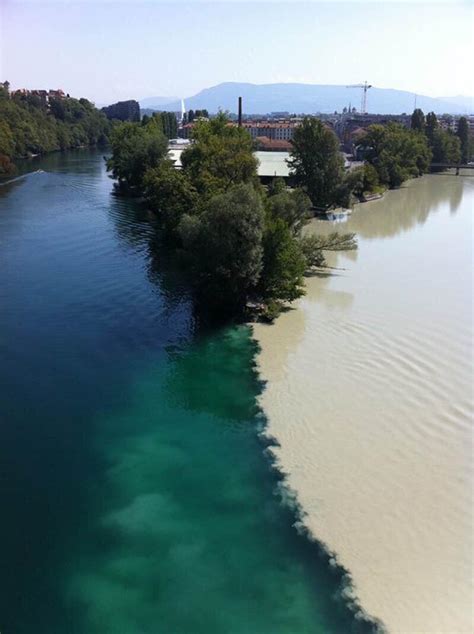Two Rivers Meet In Switzerland Rpics