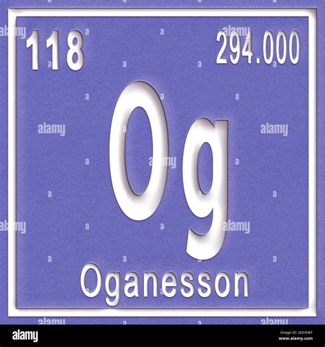 Oganesson Elemento Químico Signo Con Número Atómico Y Peso Atómico