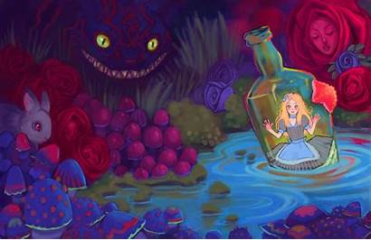 Wonderland Alice Trippy Disney Backgrounds Wallpapers Cat